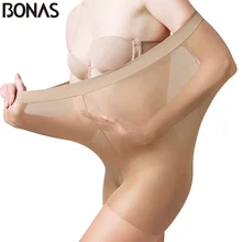 BONAS, одноцветные сексуальные колготки с завышенной талией, женские модные дышащие нейлоновые колготки, женские колготки стретч для защиты от солнца