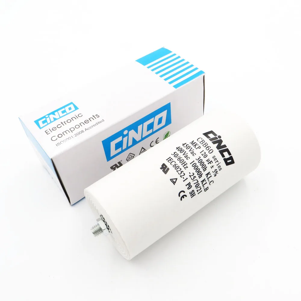 

120UF 400V 450V CBB60 Motor Run Capacitor wire SH DB Polypropylene Film Ac 450VAC Water Pump electrical engine 120mfd 120mf