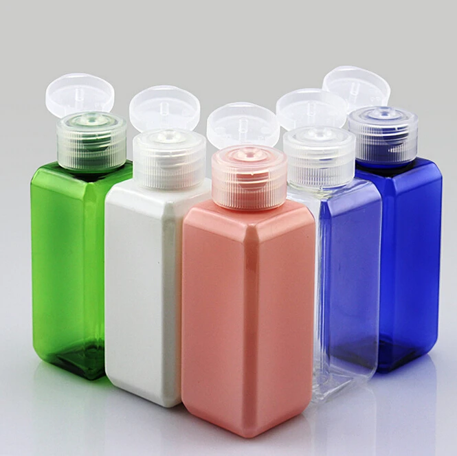 50ml Flip Cap Square Bottles For Make Up And Skin Care Refillable