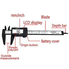 Мульти-funvcational 150 мм 6 дюймов ЖК-дисплей цифровых электронных углеродного волокна штангенциркуль, микрометр, измерительный инструмент