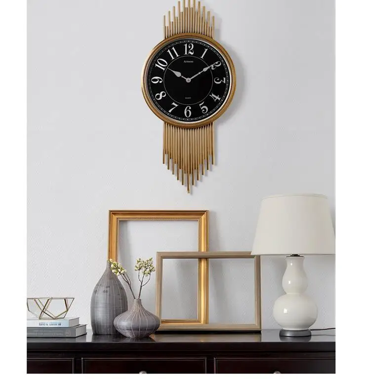 Американские роскошные золотые металлические настенные декоративные часы украшения дома гостиная 3D настенная Бесшумная художественные настенные часы
