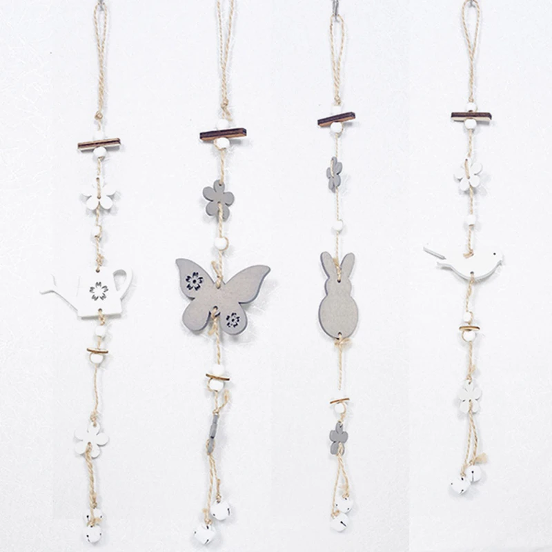 

Easter Party Decor Lovely Wooden Easter Hanging Pendant for Rabbit Butterfly Flower Bell Ornaments Spring Party Home Decor Bunny
