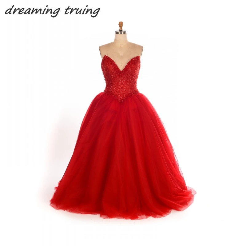 2018 vestidos quinceañera rojos pedrería recargada vestidos largos de tul acampanados vestidos de princesa dulces de 16 años durante 15 años|dresses for quinceanera dressesquinceanera dresses AliExpress