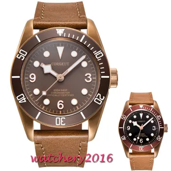 

41mm Corgeut Black Dial Sapphire Glass Romantic Sweet super Luminous Date Luxury Brand Miyota Automatic Movement men's Watch