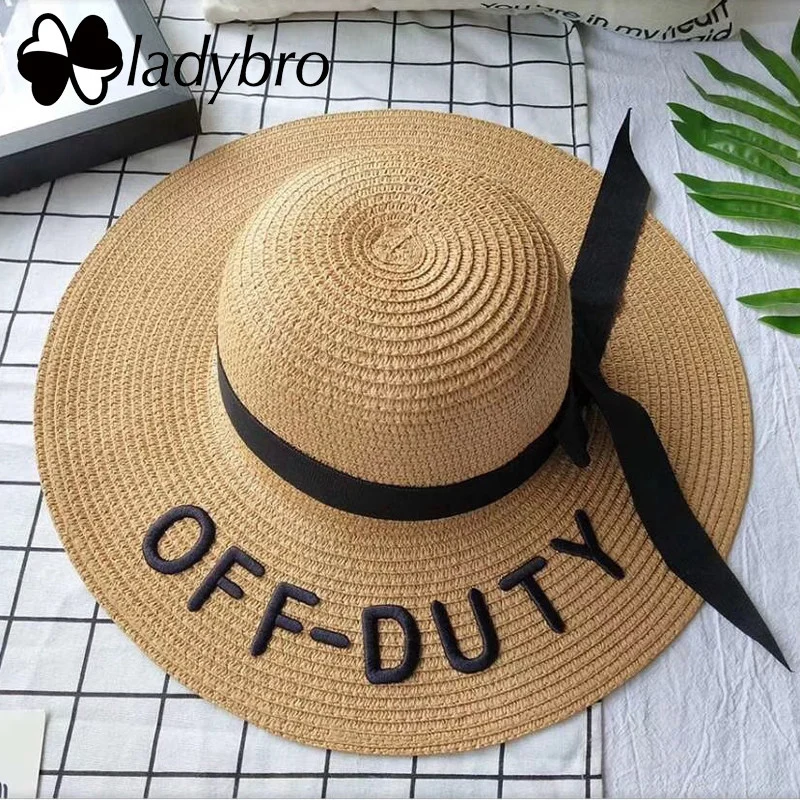 Женская соломенная шляпа Ladybro от солнца с широкими полями летняя пляжная