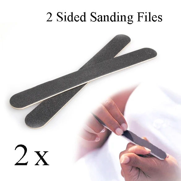 2 Pcs Sanding Nail File Nail Art Buffer Salon Glitter Tools Nail
