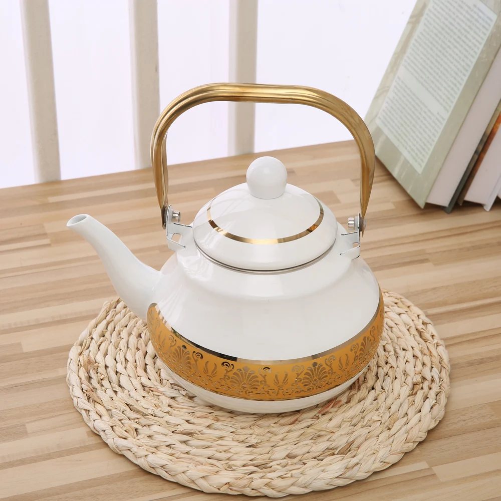 Чайник густой эмалированный чайник Золотой расписанный цветами чайник кувшин кастрюля для индукционной плиты газ общего назначения