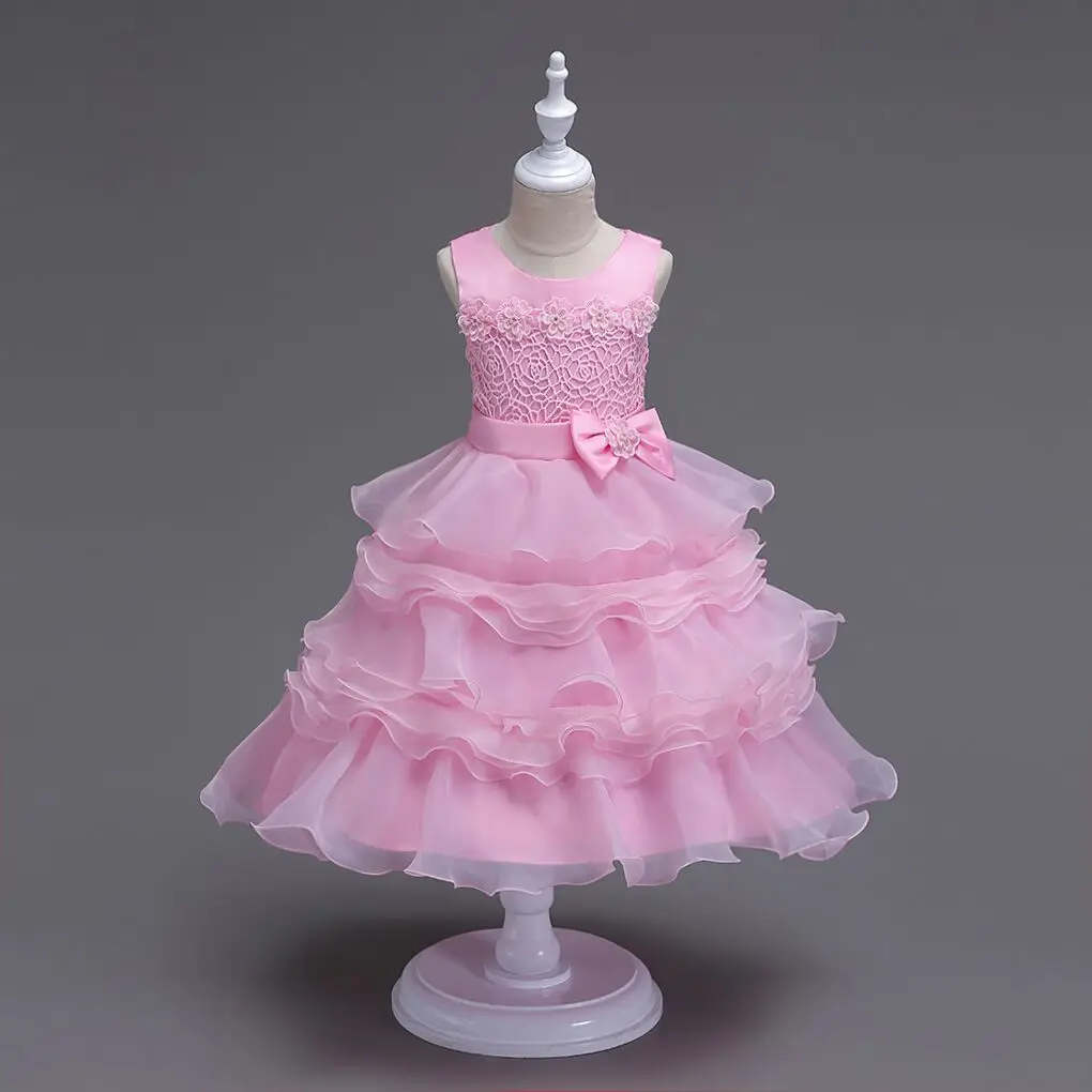 Newest princess summer Dress Multi layer cake dresses Lace Flower