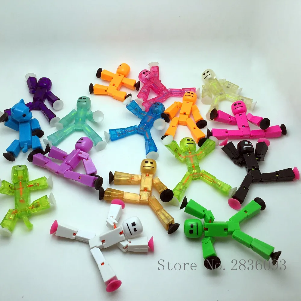 10pcs different colors stikbot/bag Suction Cup Deformable stick Robot action figure children gifts models stickbots