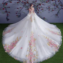 Роскошные свадебные платья с кринолиновыми цветами А-силуэта с открытыми плечами свадебное платье на заказ mariage gelin Boho белое длинное платье