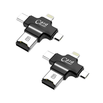 

2Pcs/lot 4 in 1 Memory TF/ SD Card Reader Lightning USB Type C Adapter for iPhone iPad Android Mac Camera