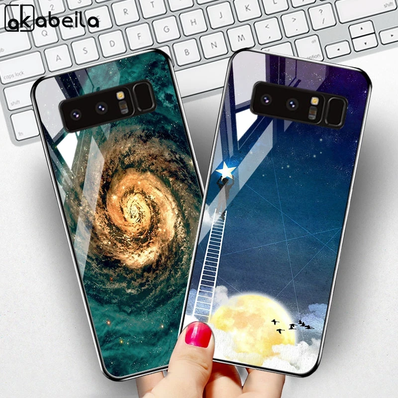 Закаленное стекло чехол для Samsung Galaxy Note 8 10 Cases Star Space Fundas Samsung S10 Lite S8 S9 Plus S10e S20 Ультра Covers Etui|Специальные чехлы| | АлиЭкспресс