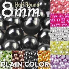 8mm 200 teile/los Plain Farben weiß Halb Runde Perlen perlen imitation ABS Flache Rückseite perle für kleber DIY Nagel kunst mode schmuck