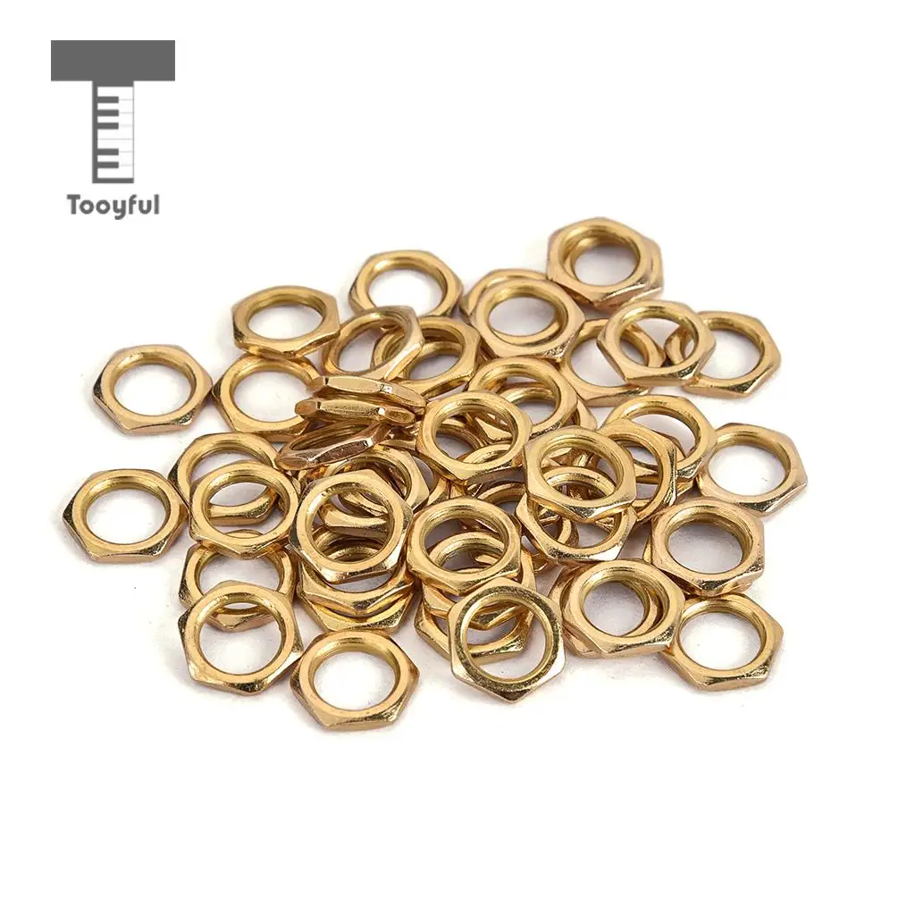 Tooyful 50 Pack Guitar Bass Jack Socket Nut Thin Nut for Guitar Parts Accessories 8mm Diameter