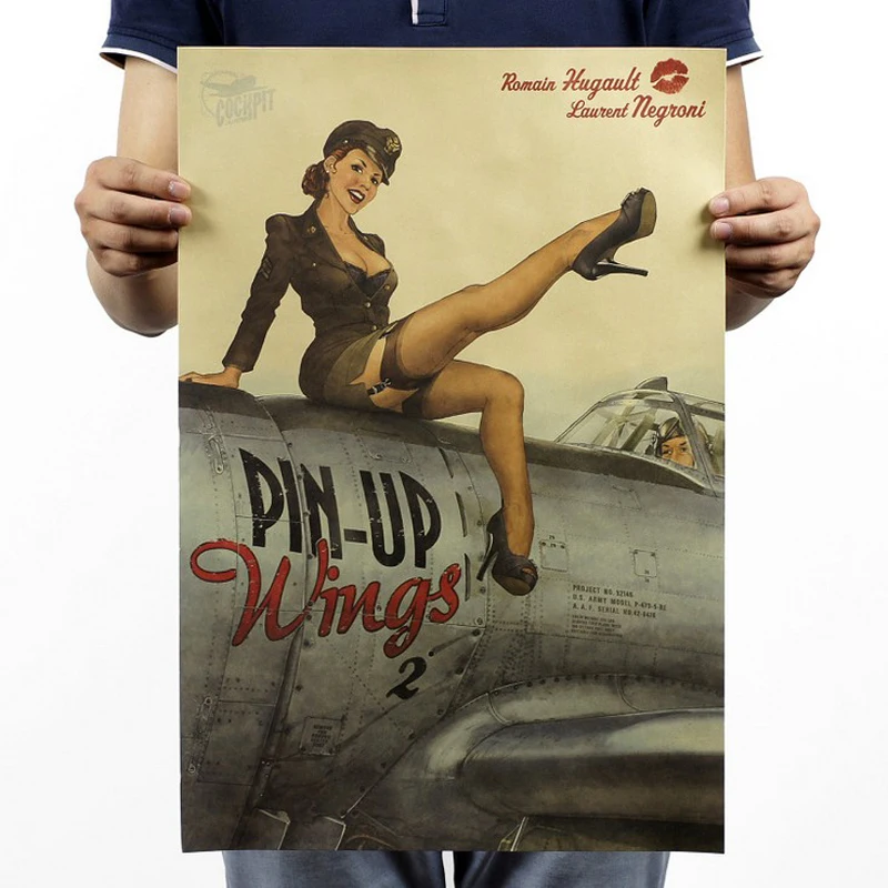 

Free shipping,World War II sexy girl/Nostalgic photo/kraft paper/bar poster/Retro Poster/decorative painting 51x35.5cm
