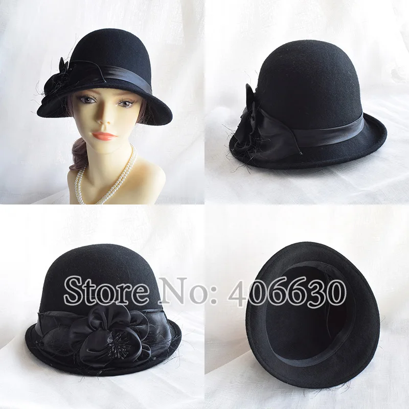 Новые цветочные шерстяные фетровые шляпы для женщин Chapeu платье Fedoras Cloche шляпы женские SDDW041