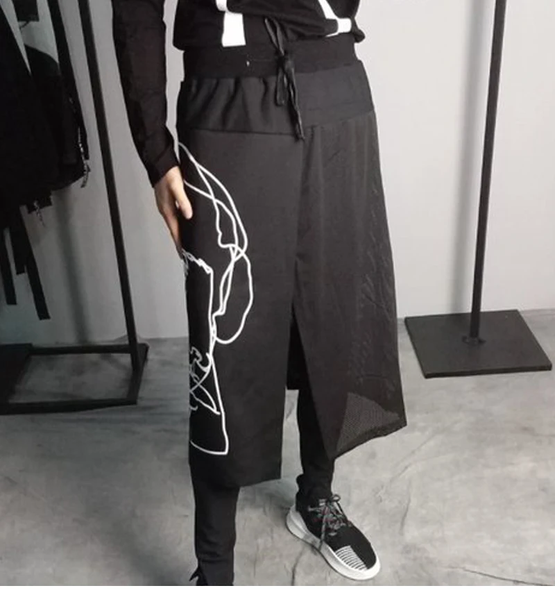 Culottes Punk Rave Pants Men Kilt Fashion Streetwear  (4)