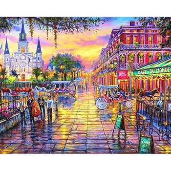 

round New orleans Louisiana Landscape image 5D DIY diamond painting cross stitch diamond embroidery mosaic wall decor fc1540