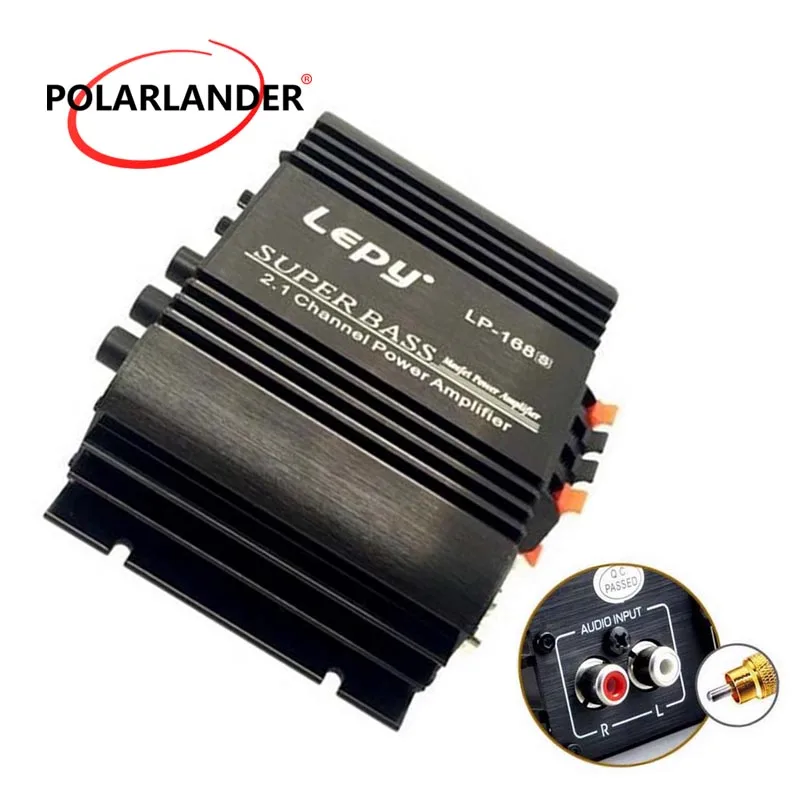 

Lepy LP-168S 2 Channel Home 12V Small Car Aamplifier With Bass Adjustment With Aux Auxiliapyinput Power Switch Master Volume