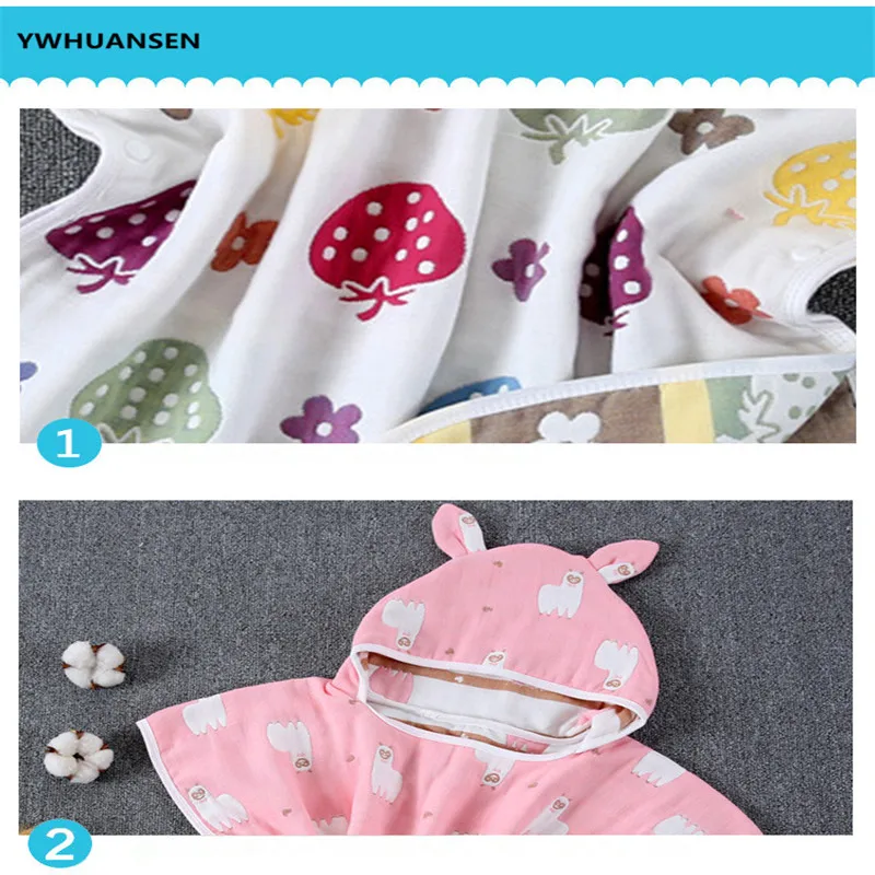 YWHUANSEN 60*60cm 6 Layers Gauze Hooded Beach Towel Cotton Baby Cape Towels Soft Poncho Kids Bathing Stuff For Babies Washcloth YWHUANSEN 60*60cm 6 Layers Gauze Hooded Beach Towel Cotton Baby Cape Towels Soft Poncho Kids Bathing Stuff For Babies Washcloth