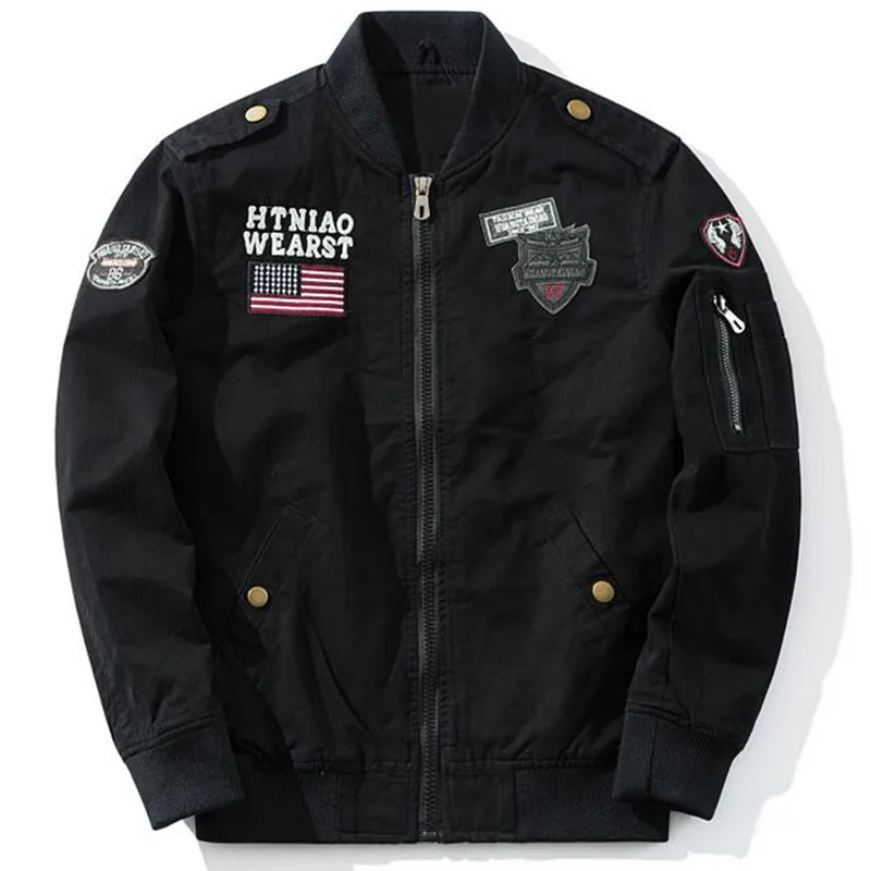 

2019 NEW Spring Brand Washed Cotton Suit Jacket For Air Force One Of The Flying Tigers Autumn Jacket Coat Black Khaki Jacket