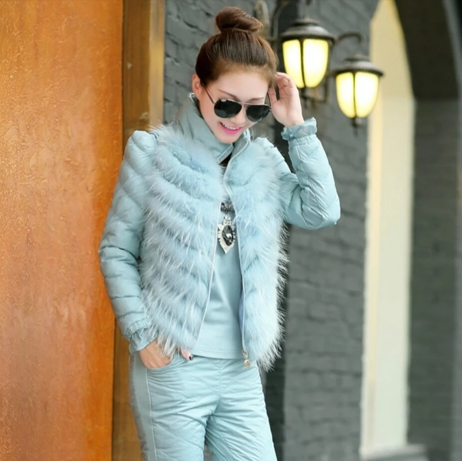 2015 New Fashion Women Winter Suit Stand collar Cotton Trousers Vest Three piece Suit Leisure Elegant