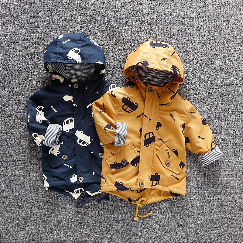 

Boys cardigan fashion autumn for 2-7A Children's car pattern clothes kids zipper coat cotton casual outerwear dark blue jacket