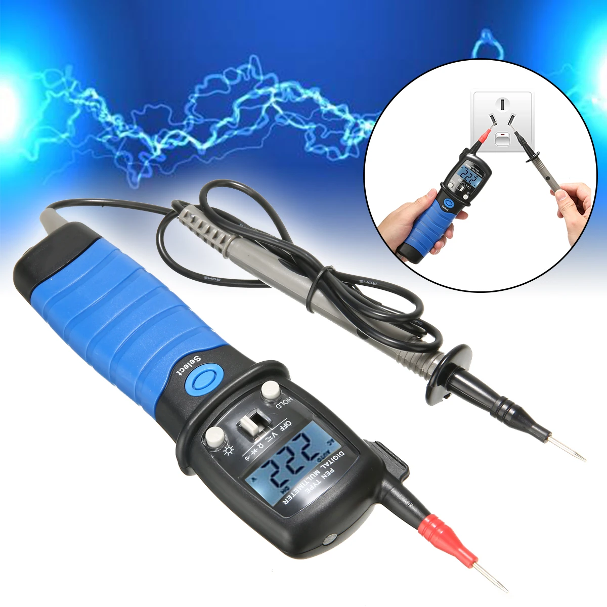 

High Quality HP-38B Pen Type Digital Voltmeter Multimeter AC/DC Power Voltage Ohm Continuity Tester Tool With LCD Backlight