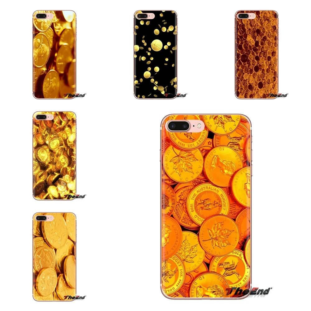 For Xiaomi Mi3 Samsung A10 A30 A40 A50 A60 A70 Galaxy S2 Note 2 Grand Core Prime TPU Shell Covers gold coins Pattern Art Collage |