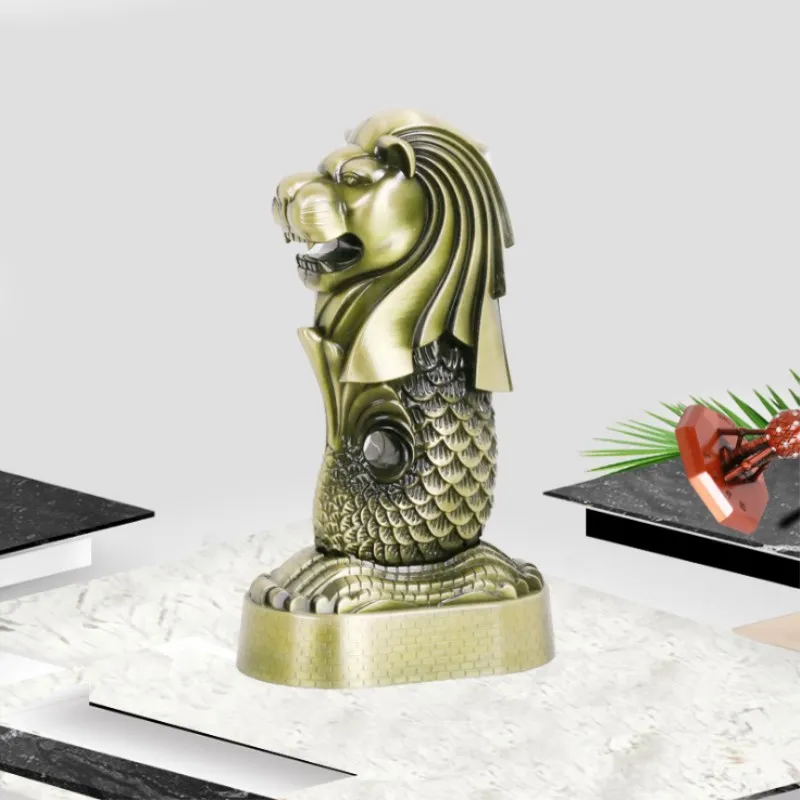 Koop Home Decoratie Metalen Merlion Galvaniseren Ambachten Creatieve Dier Legering Gift Europese Stijl Rnaments Bruiloft Decoratie