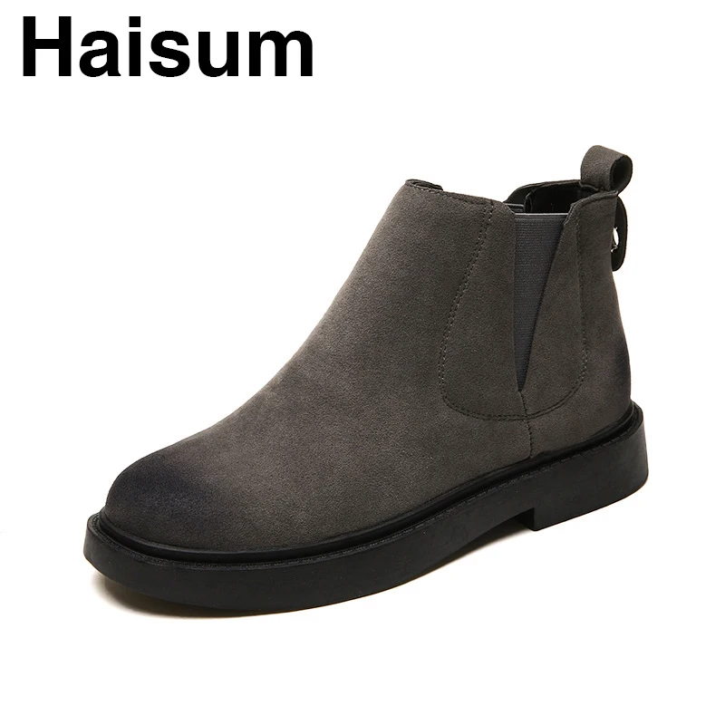 

Haisum boots female autumn and winter students Korean version of the retro flat boots H-m2