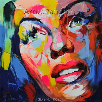 

Palette knife painting portrait Palette knife Face Oil painting Impasto figure on canvas Hand painted Francoise Nielly 12-1