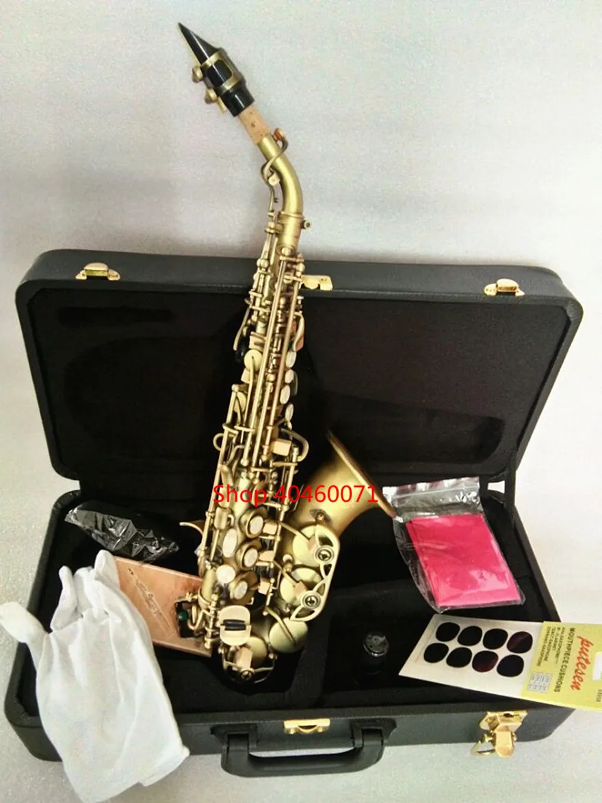 Buy Soprano Saxophone Saxophone BB Flat High Quality Double Bells Ancient