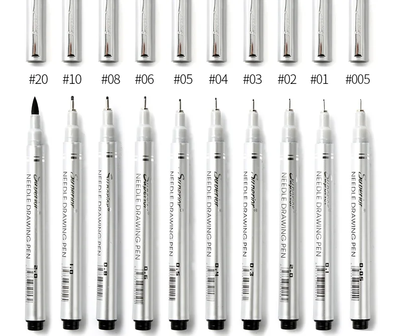 

JIANWU 10pcs/set Simple waterproof Multi-size creativity pen art profession painting gel pen fine line pen Office stationery