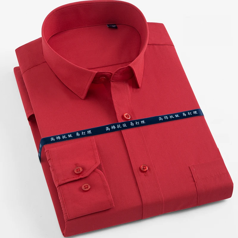 

2018 New Spring and Summer good quality Long Sleeve Turndown Collar Slim Fit Plain Solid office dress shirts for business men