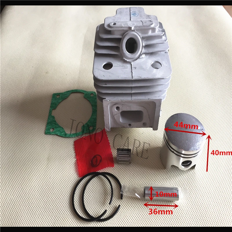 44MM 52CC BC520 CG520 Brush Cutter Cylinder Piston Kit w/ Manifold Cylinder Gasket and Needle
