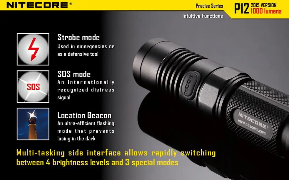 Nitecore P12 тактический фонарь с nitecore nl189 18650 3400 мАч батареи XM-L2 U2 LED 1000 люмен Открытый Кемпинг Портативный