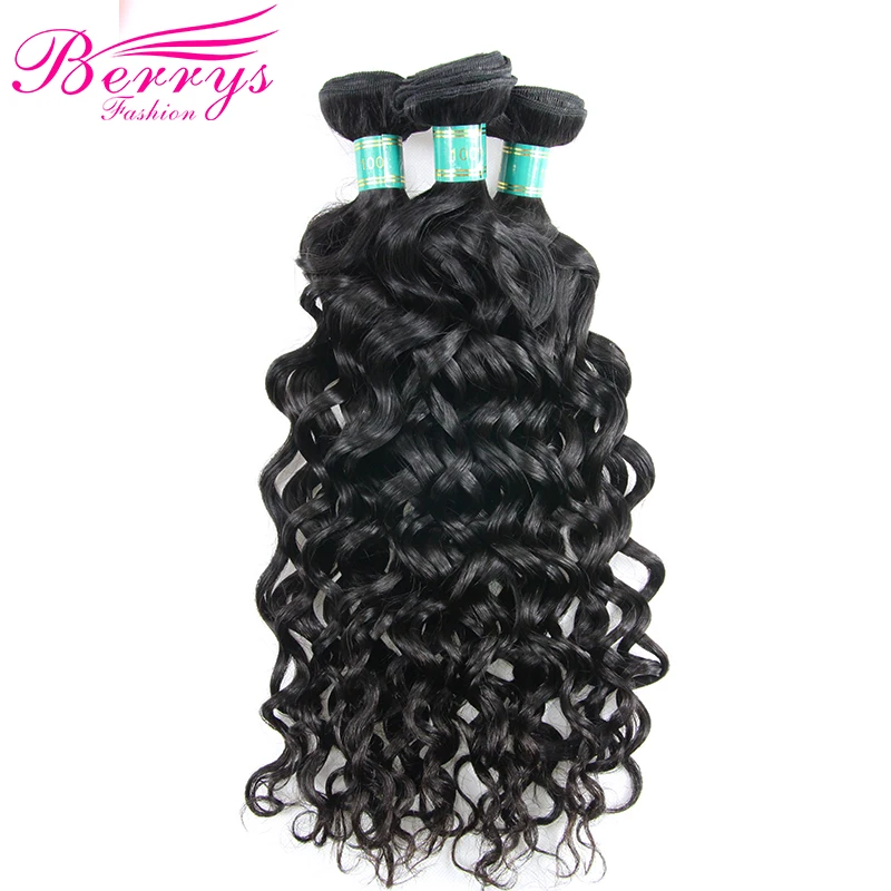 

Indian Virgin Hair Water Wave 3 Bundles/Lot Wave 100% Unprocessed Human Hair Extensions Natural Color Berrys Fashion Hair Weft