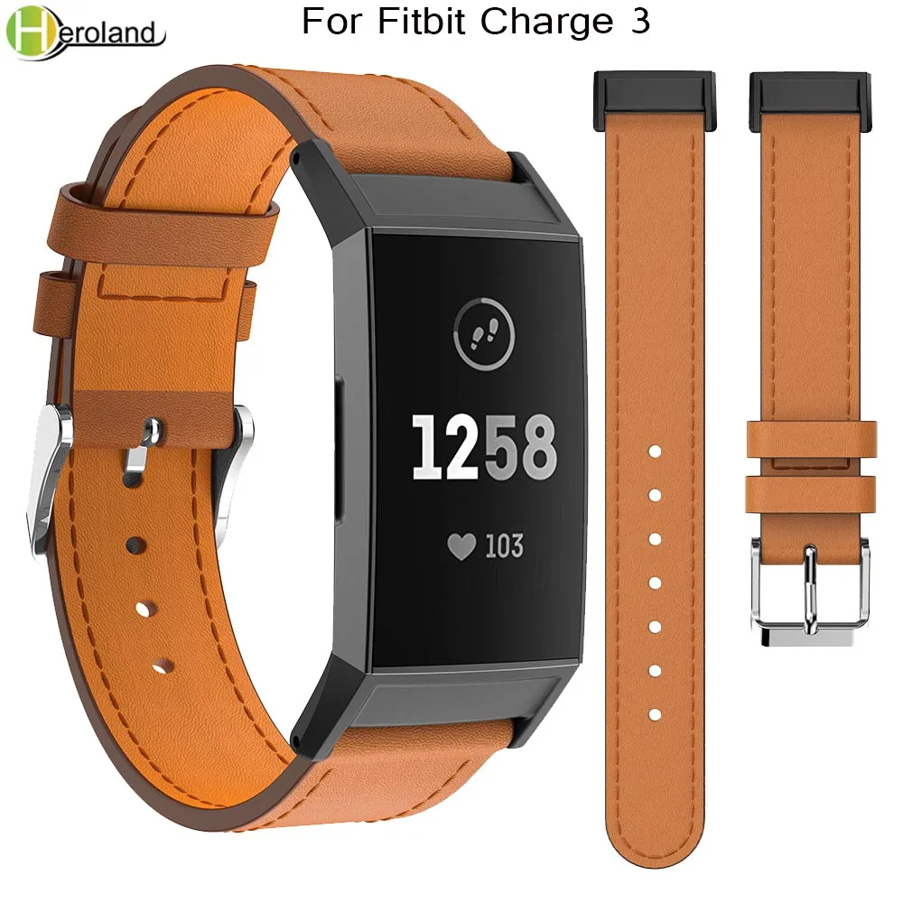 

watch strap for fitbit charge 3 Genuine Leather Wrist Band Strap Charge3 Fitness Activity Tracker Smart Watch Replacement Strap
