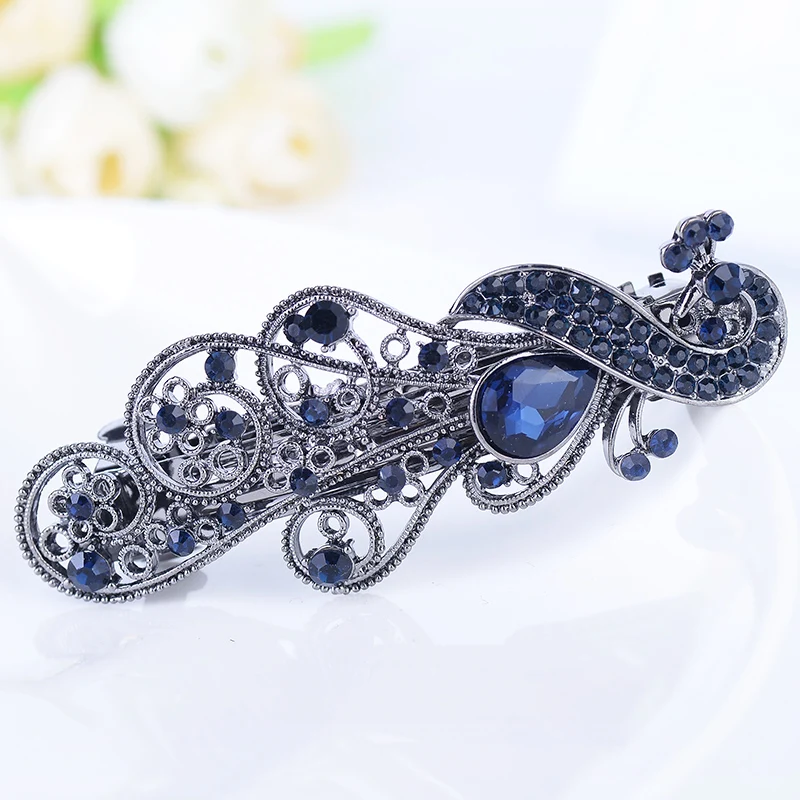 

EASYA Various Styles Retro Hair Accessories Barrettes For Women Crystal Butterfly Peacock Resin Flower Hair Clip Hearwear