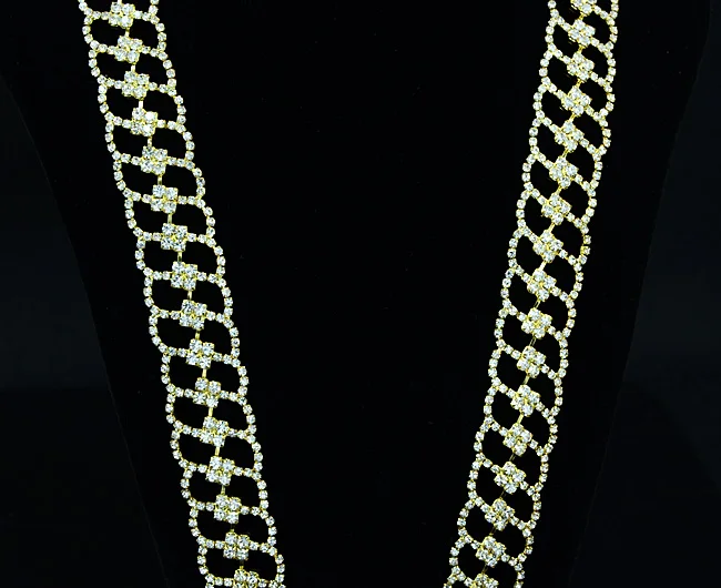 $71.1 10Yards Crystal Sewing Chain 2.3cm Rhinestone Trims For DIY Crafts Garment Accessories