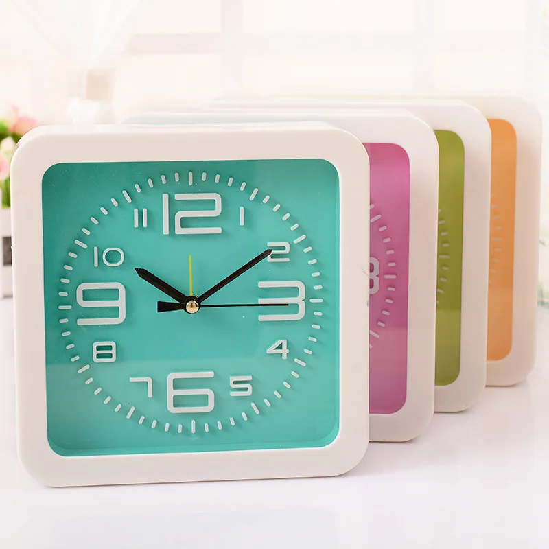 

72pcs/lot V2223 LY1104AB color square plastic clock desktop ornaments simple bedside clock clock