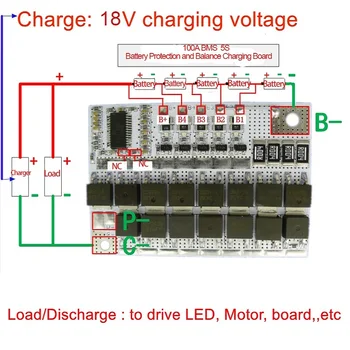 

18V 100A BMS 5S 3.2V LiFePO4 Li-ion 18650 Battery Packs Lithium LMO Ternary Balance Charging Board PCM Protection Circuit Board