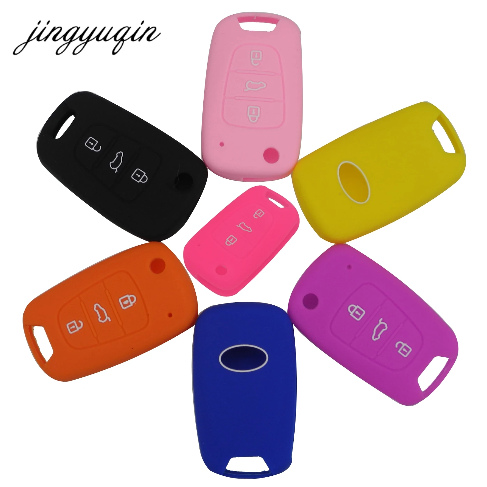 Силиконовый чехол для ключей jingyuqin Kia RIO K2 K5 Sportage Sorento fit Hyundai i20 i30 i35 iX20 iX35 Solaris Verna