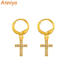 Anniyo небольшой талисман крест серьги с камнями для женщин девушка мода Религия Ювелирные изделия золотой цвет#011016