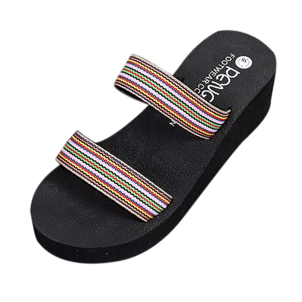 Г., пляжные сандалии новые пляжные шлепанцы на платформе шлепанцы на танкетке женская обувь, 0731