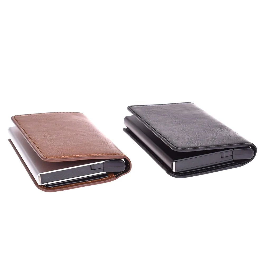 Men Aluminum Wallet With Back Pocket ID Card Holder RFID Blocking Mini