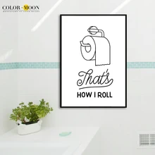

COLORMOON Minimalism Toilet Paper Wall Art Print Canvas Painting Modern Poster Black White Wall Pictures For Bathroom Home Decor