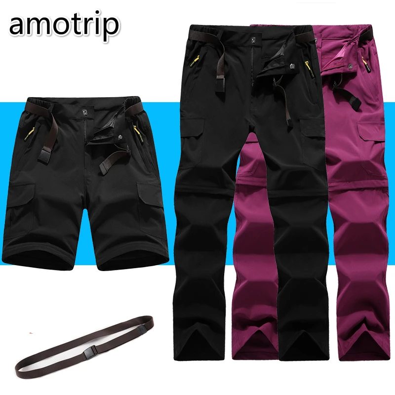 Pantalones de secado rápido para deportes al aire libre de verano amotrip hombres mujeres Camping escalada senderismo pantalones de senderismo desmontables pantalones delgados transpirables Pantalones de secado rápido para deportes al aire libre de verano amotrip hombres mujeres Camping escalada senderismo pantalones de senderismo desmontables pantalones delgados transpirables