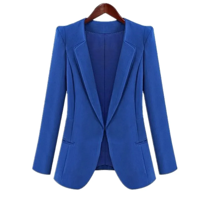 Женский блейзер, весна и осень, новинка, женское повседневное пальто с длинным рукавом, приталенное, размера плюс 4XL, черный, синий, верхняя одежда, куртка